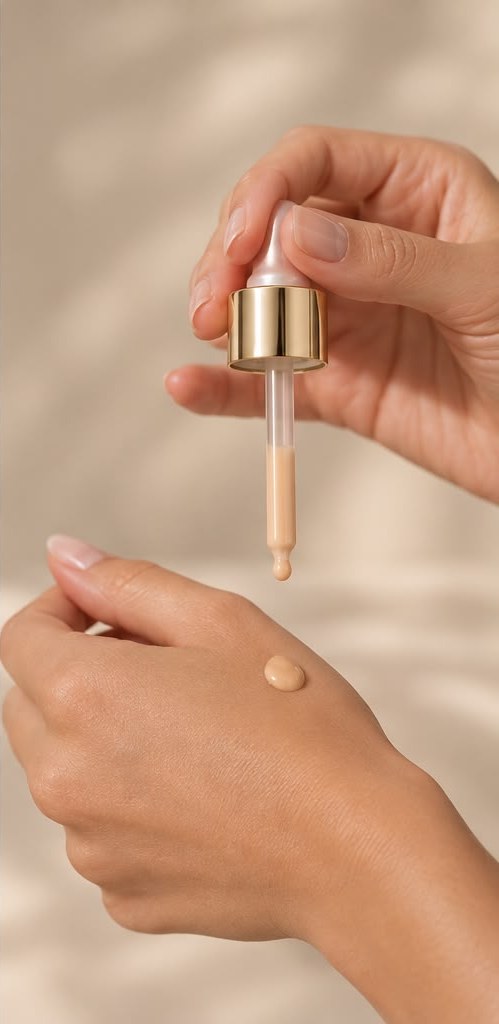 A drop of BB cream on the back of the hand